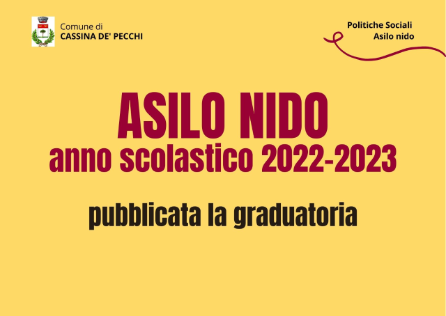 Graduatoria Asilo Nido Anno Scolastico 2022/2023