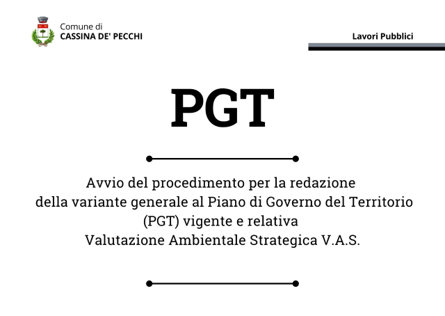 Avvio del procedimento per la redazione della variante generale al PGT