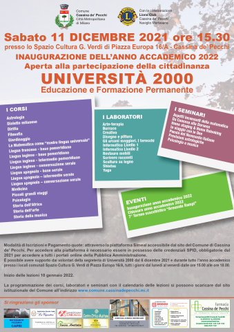 Università 2000 - Ripartono i corsi